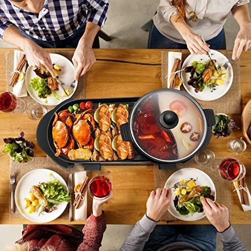 Electric Hot Pot with Grill, Removable Hotpot Pot, Smokeless Non-Stick, Adjustable Temperature B25585