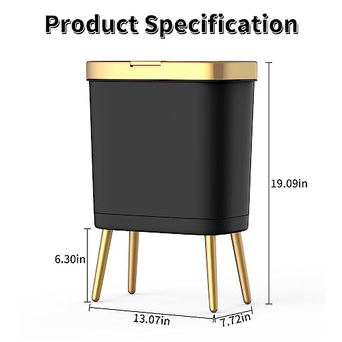 Black Plastic Trash Can with Lid, 4 Gallon E903405