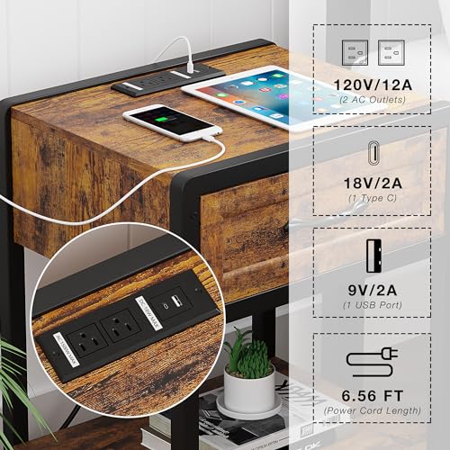 Queen Size Bed Frame with Headboard and Storage Drawers Bench, Nightstand with Storage Drawer F156