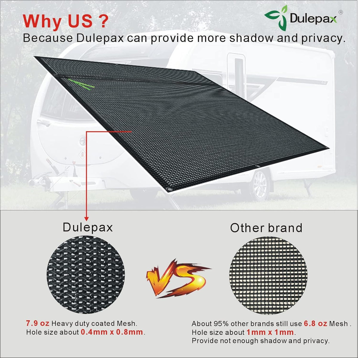 RV Awning Shade Screen with Zipper 9'X15'3'' X628