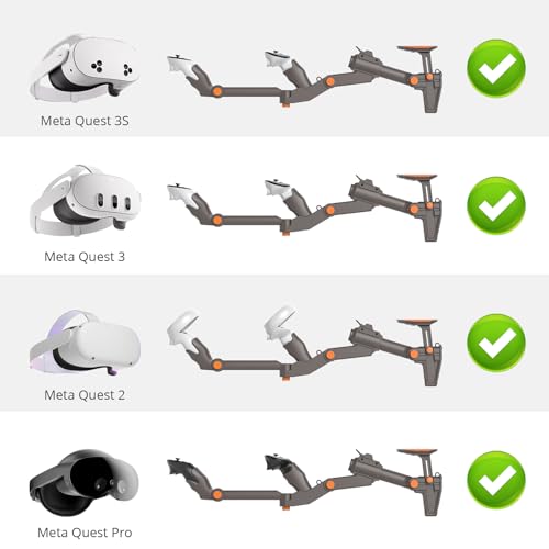 Adjustable Gunstock for Meta Quest 2 Quest 3 Quest 3S Quest Pro with Quick Magnetic Attachment Cheek Pad (Gunmetal Gray) W7804