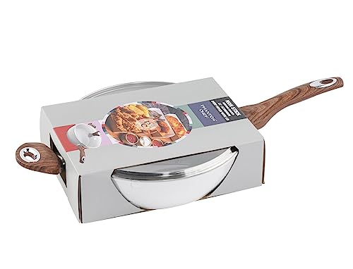 11" Deep Frypan 5 Qt Wok Non-Stick Ceramic Coating Aluminum Body Navy S456