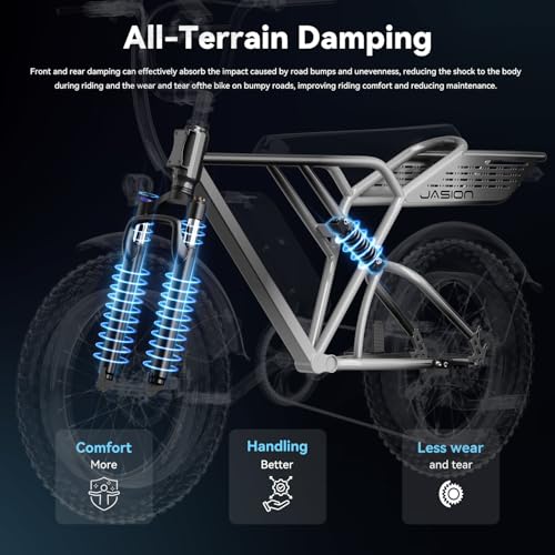 Electric Bike, 1500W Peak Motor, 30MPH, 70Miles, Dual Suspension, 20" Fat Tire, 48V 13Ah Battery J10776