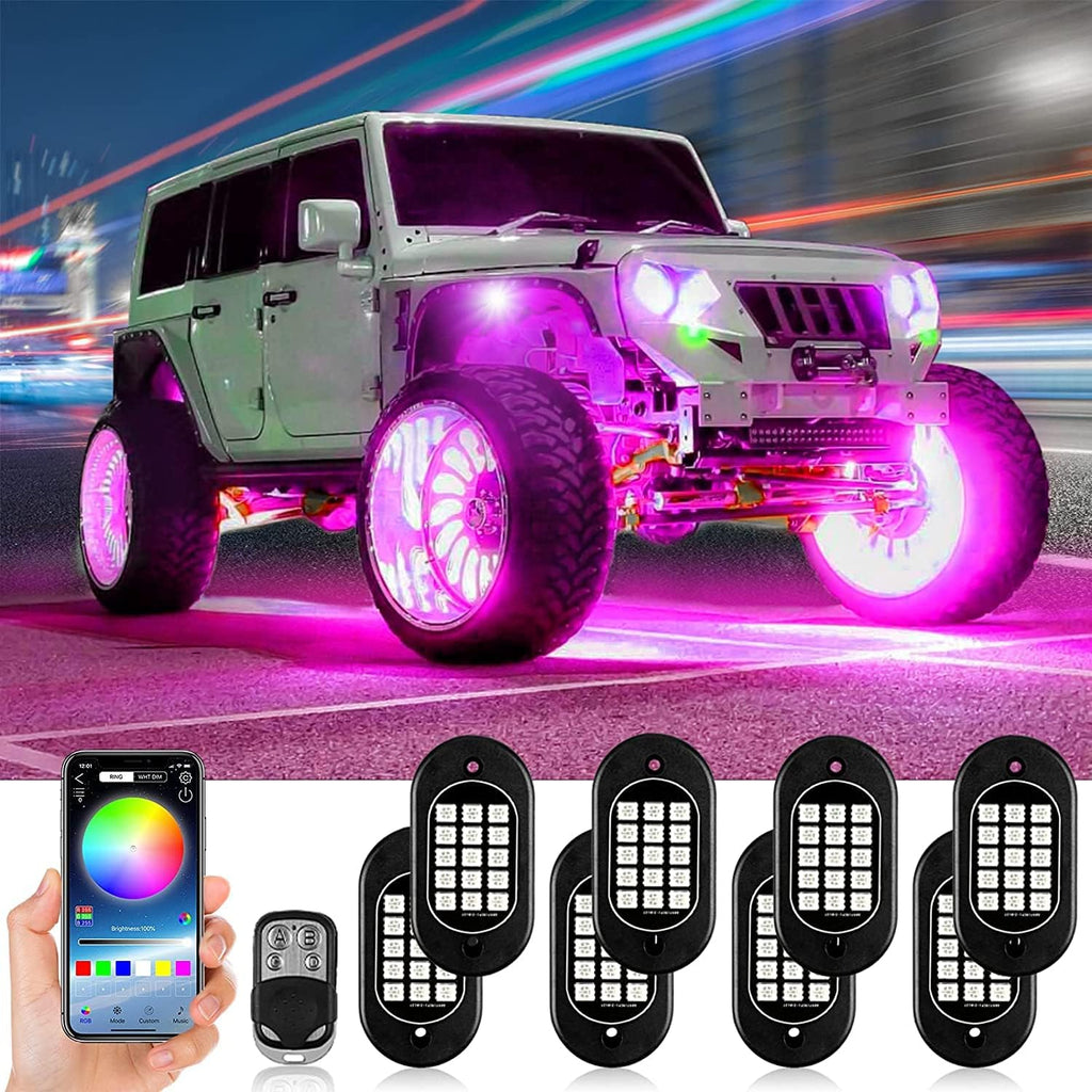 RGB LED Rock Lights 8 Pods Pack of 2 H64778