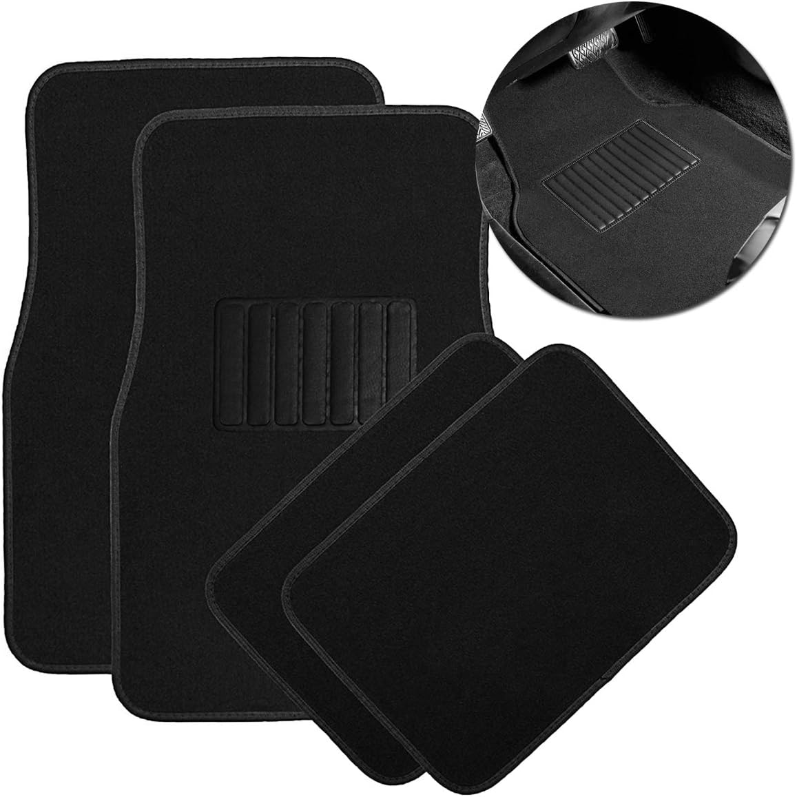 4 Piece Black All Weather Car Floor Mats C534