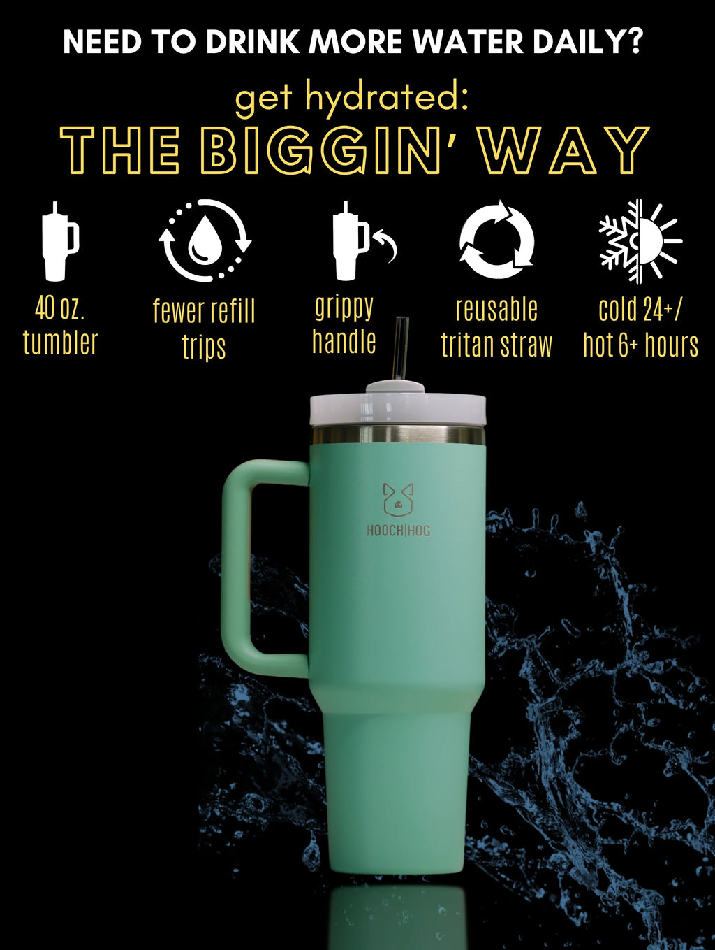 40 oz. Insulated Tumbler With Handle Lid and Straw Turquoise P633449