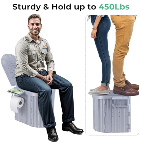 14'' Portable Camping Toilet with Lid and Paper Holder N565