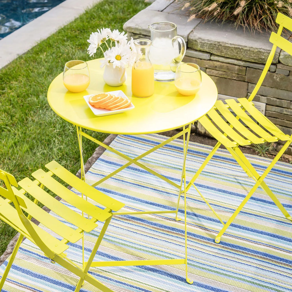 Yellow 3 Piece Bistro Folding Furniture Set H140