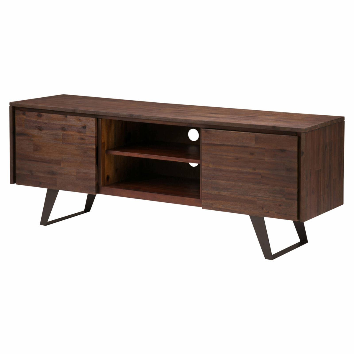 Acacia Wood Industrial 2 Door TV Media Stand B424180