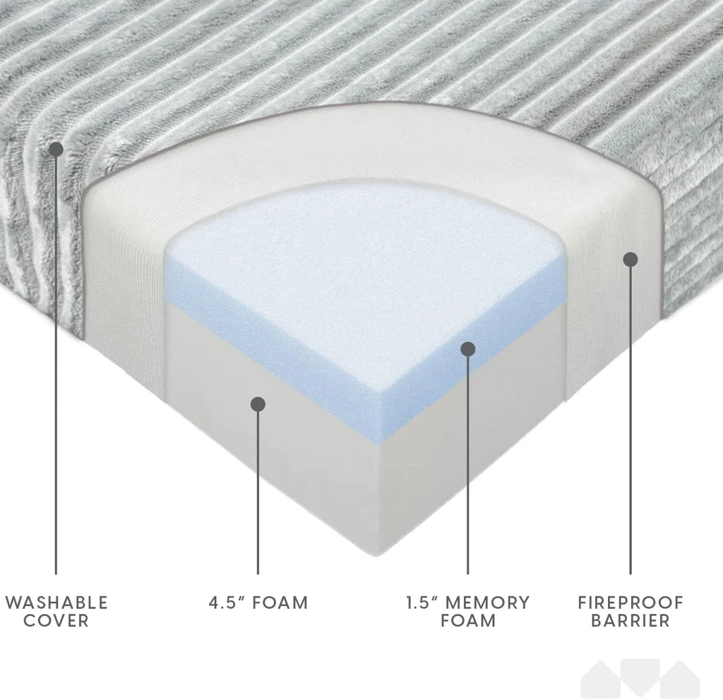Memory Foam Foldable Sofa Mattress with Washable Cover, Twin Size L9922
