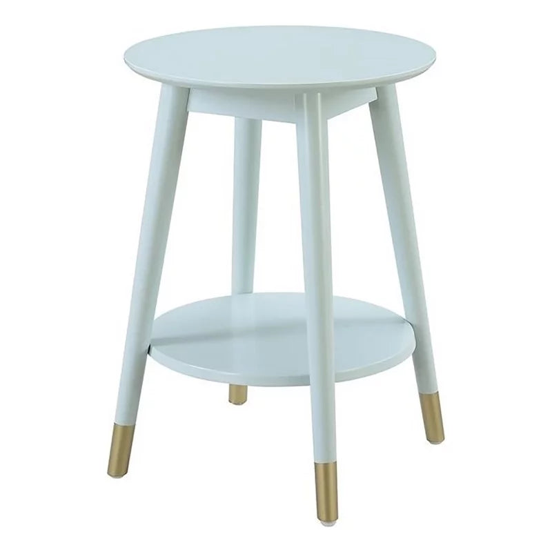 Mid-Century Round Wood End Table with Shelf G9661