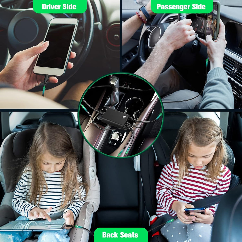 96W 6 Port QC3.0 USB Car Charger Adapter, Pack of 2 U4405