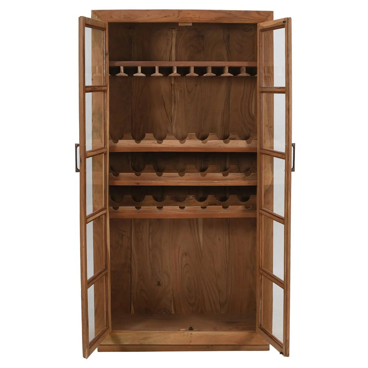 Tall Natural Finish Mango Solid Wood Wine Cabinet C121