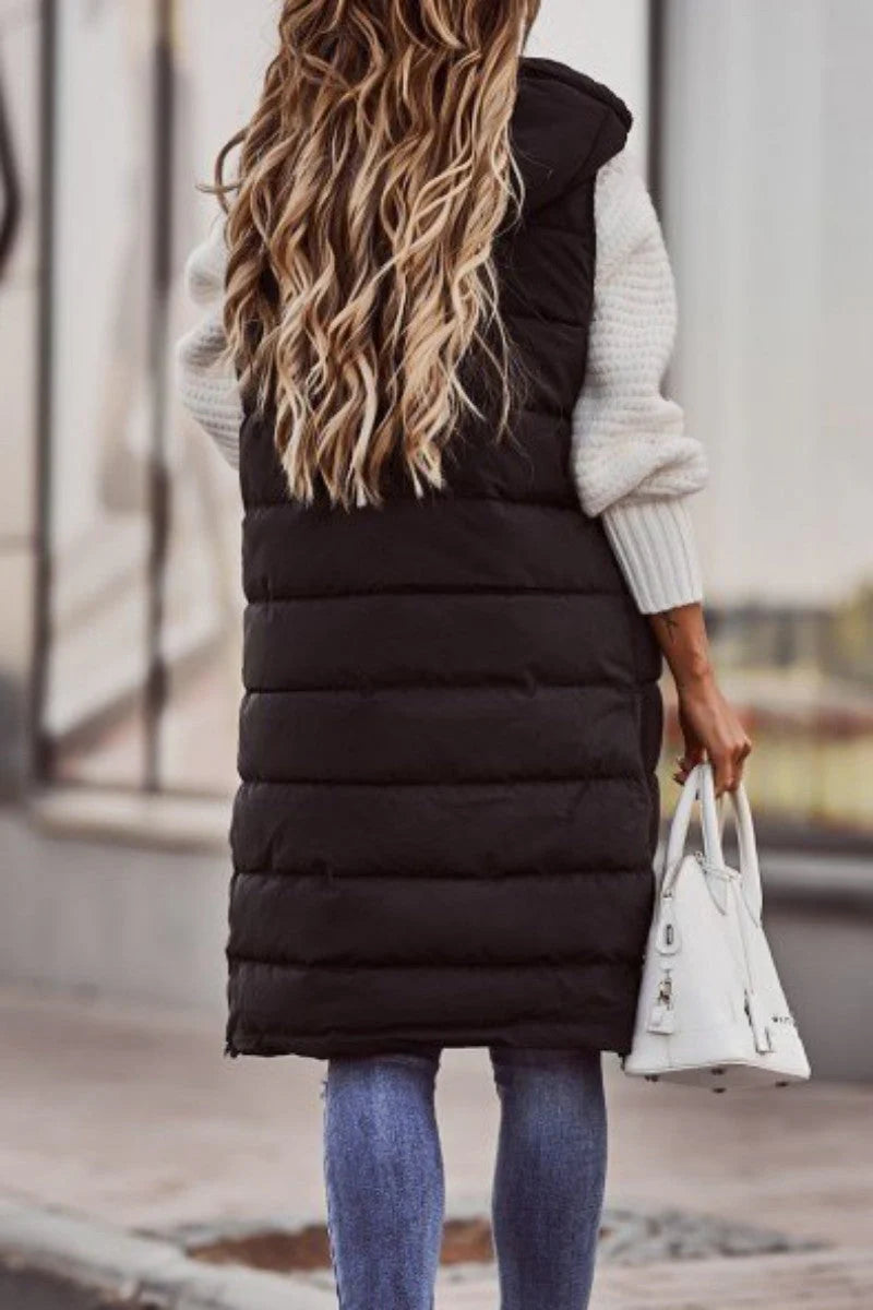 Solid Patchwork Hooded Collar Outerwear W755