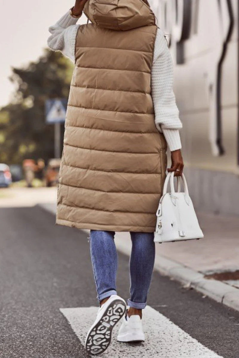 Solid Patchwork Hooded Collar Outerwear W755