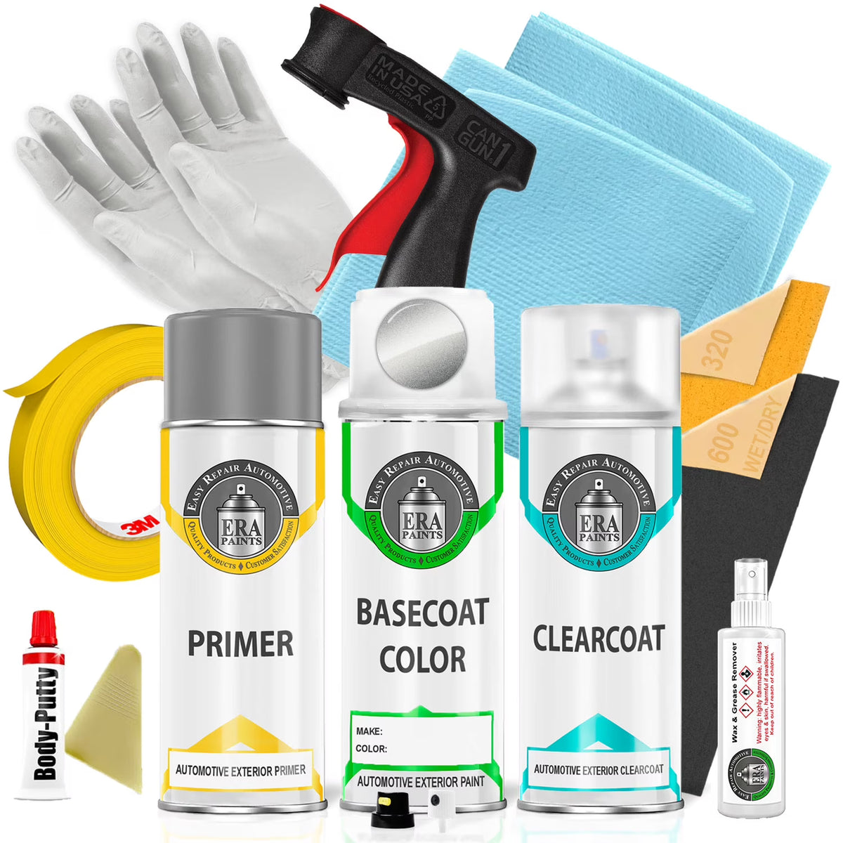Vogue Silver Metallic Automotive Touch Up Paint Spray - Pro Kit U32412