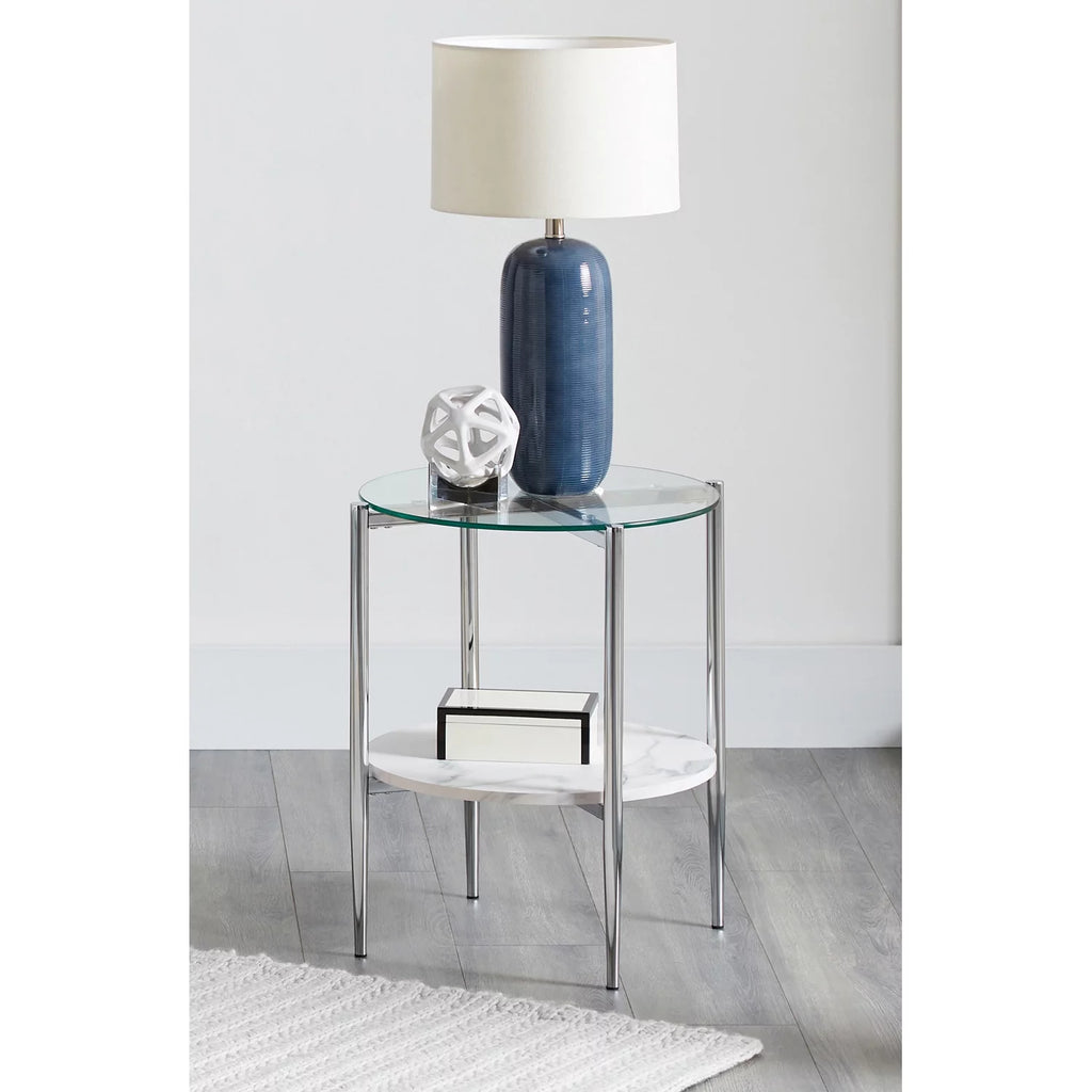 Round Glass Top End Table F81558