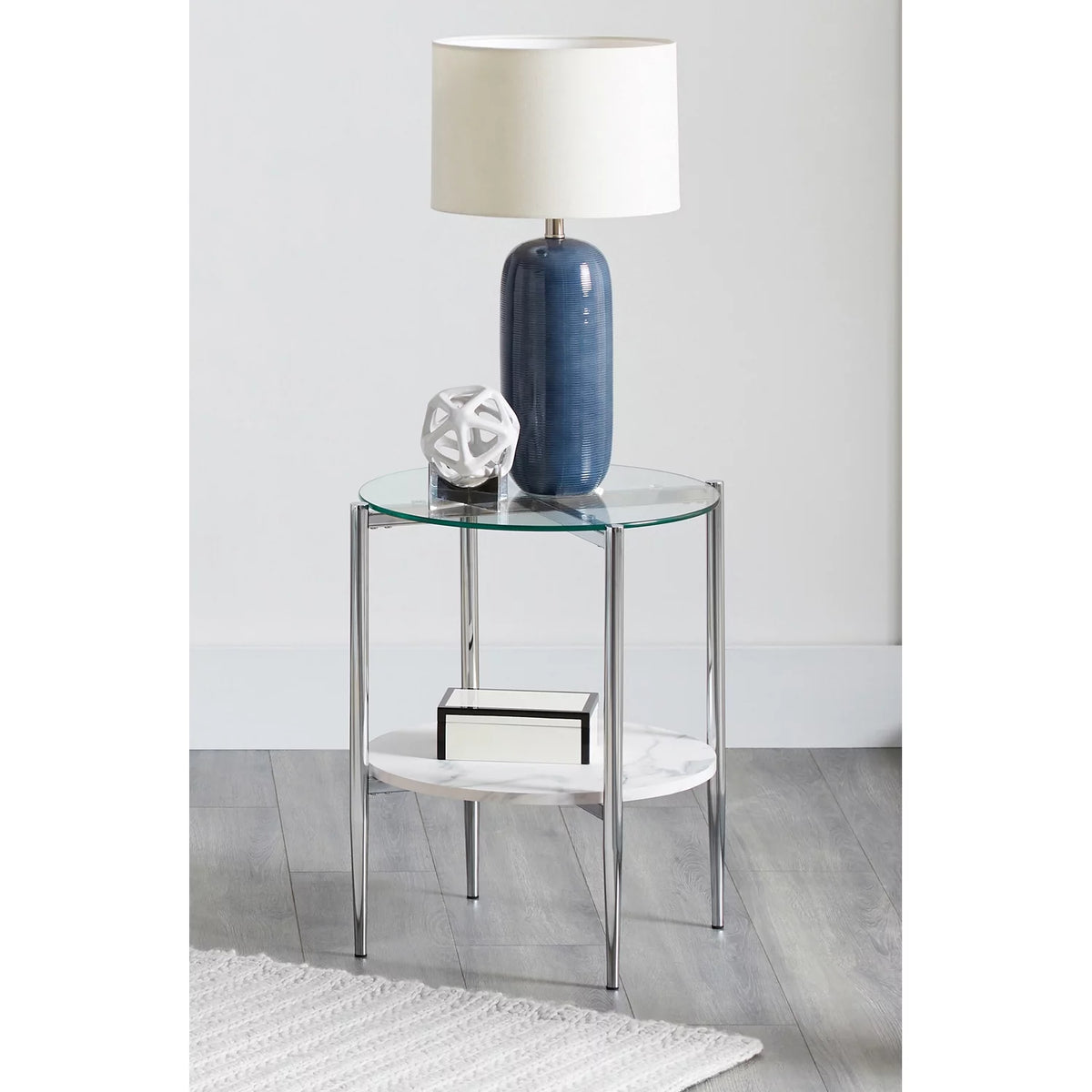 Round Glass Top End Table F81558