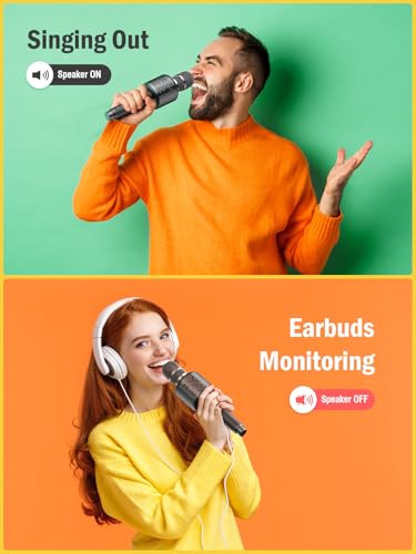 Wireless Bluetooth Karaoke Microphone with Built-in Speaker, Reverb, Duet Mode, Gray O852