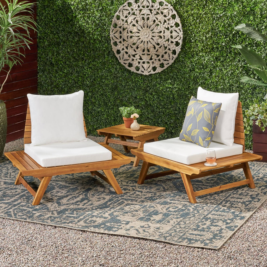 Outdoor Acacia Wood Chair Set of 2, Dark Gray A1152