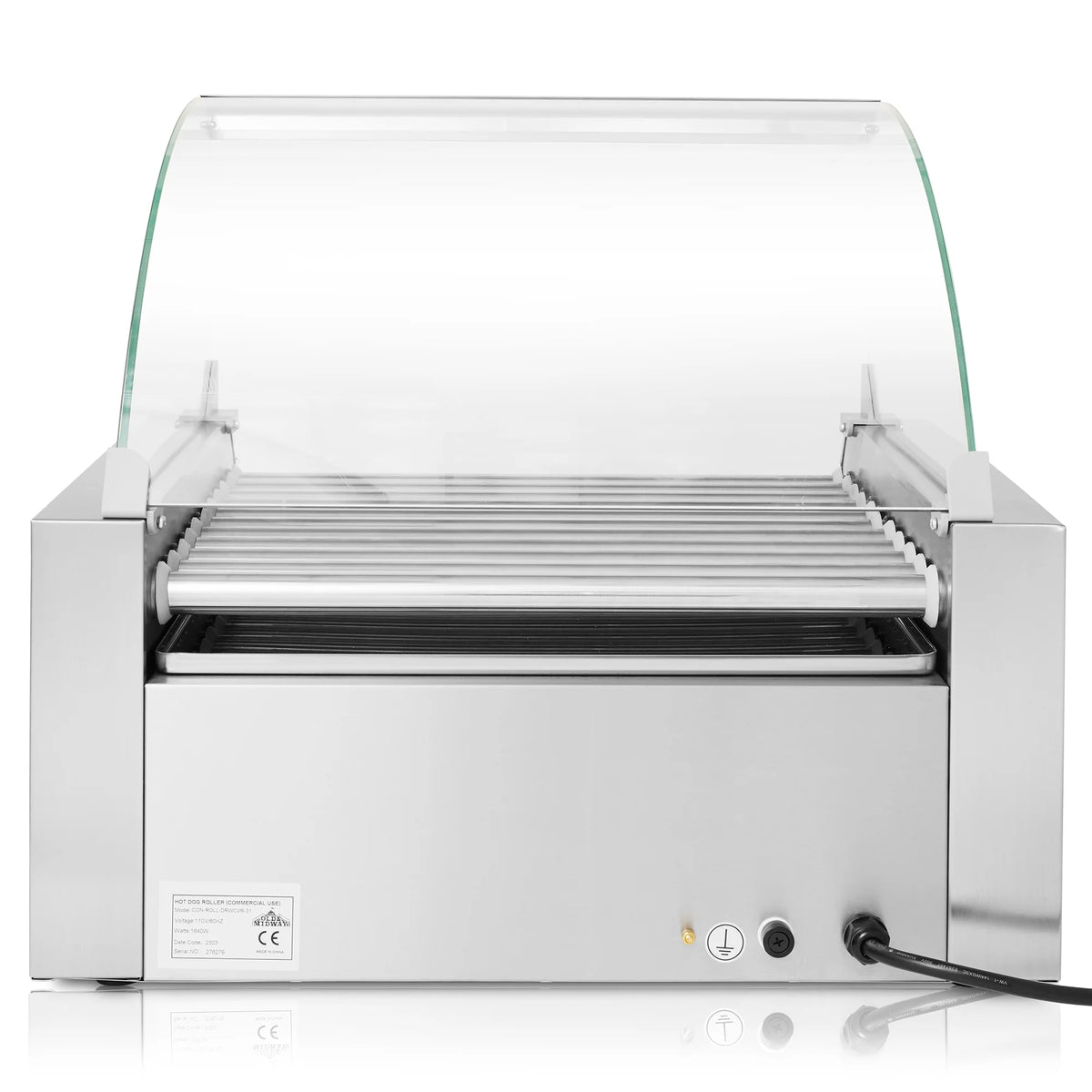 Electric Hot Dog Roller Machine with Cover, 11 Rollers, Bun Warming Drawer C829