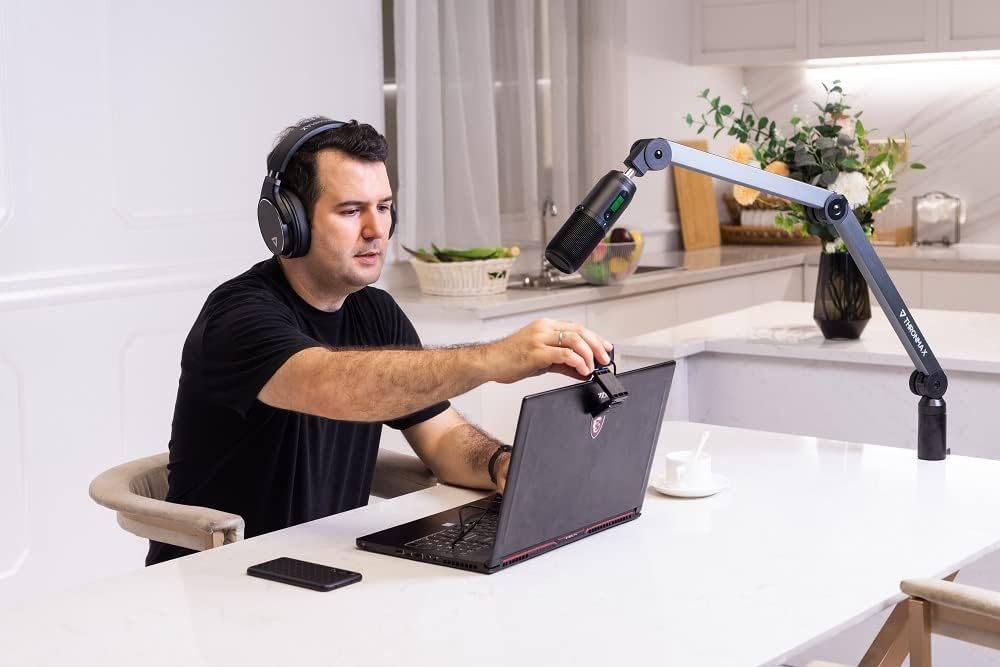 Adjustable Aluminium Microphone Boom Arm Stand with 10 feet Type C USB Cable, Pack of 2 G972