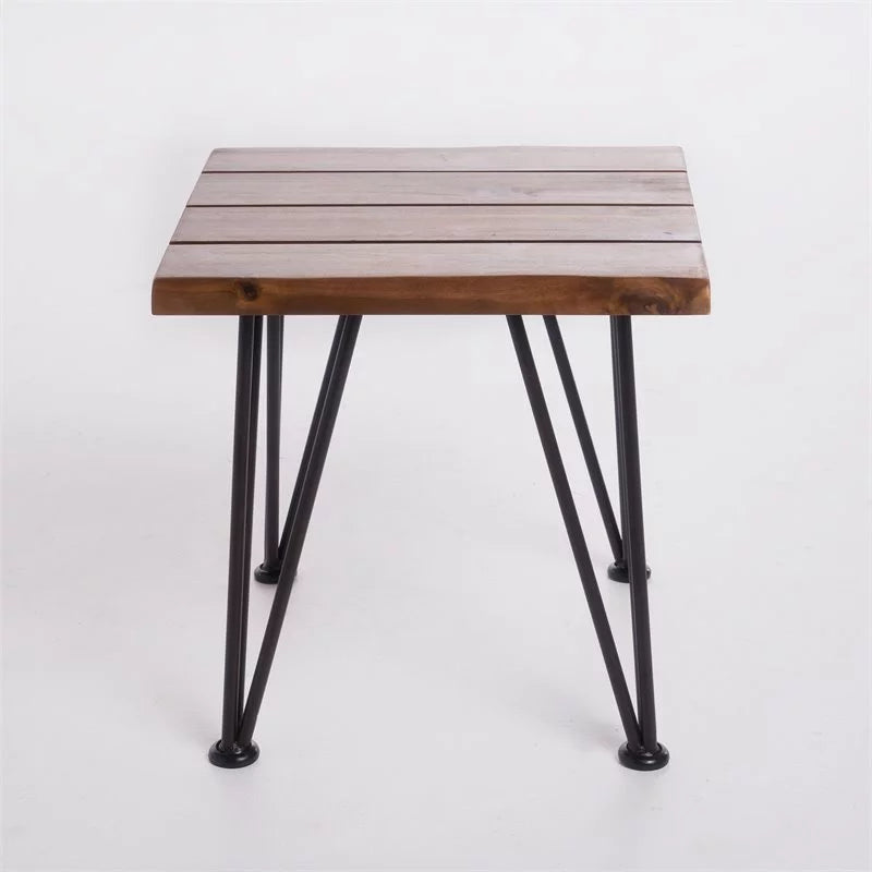 Iron and Acacia Wood Outdoor Side Table H44404