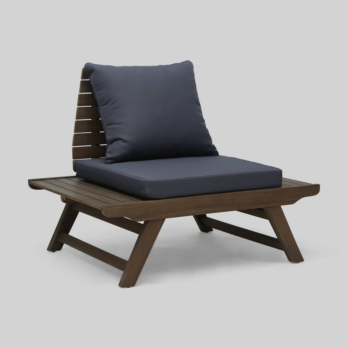 Outdoor Acacia Wood Chair Set of 2, Dark Gray A1152