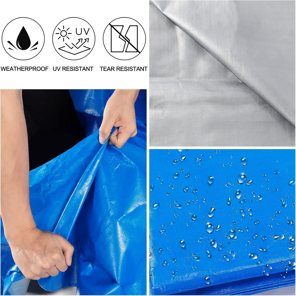 Blue Heavy Duty Waterproof 25x25 Tarpaulin with Metal Grommets V6356