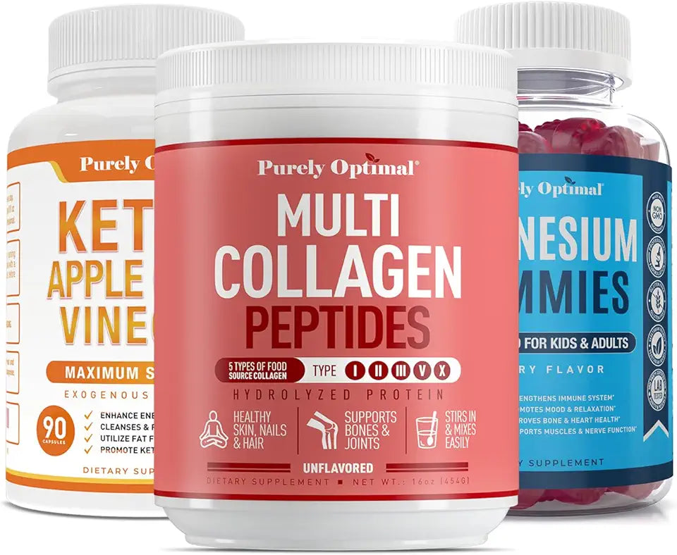 Keto Pills + Apple Cider Vinegar Capsules + Multi Collagen Powder + Magnesium Gummies A221