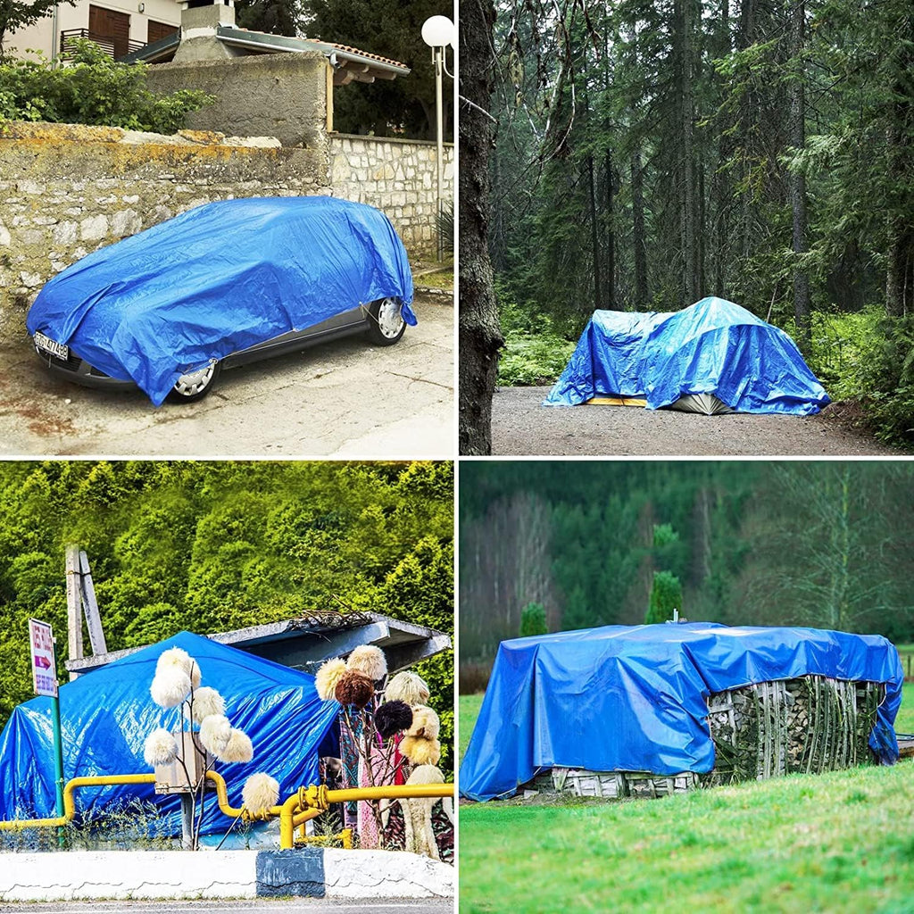 Blue Heavy Duty Waterproof 25x25 Tarpaulin with Metal Grommets V6356