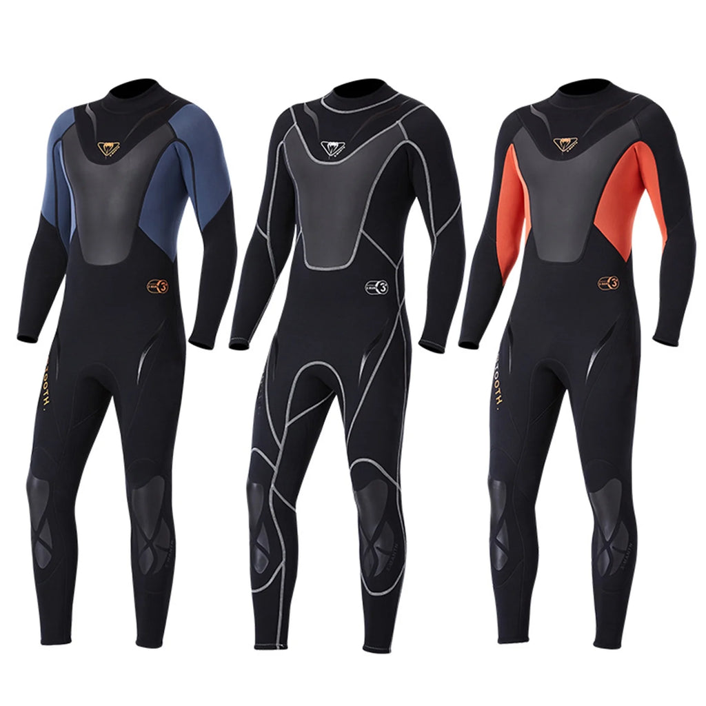 Men 3mm Neoprene Full-body Wetsuit with Back Zipper D6011