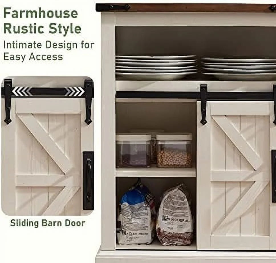Bathroom Floor Cabinet with Sliding Barn Door & Drawers H2180