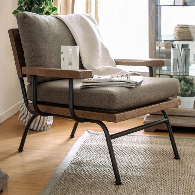 Rustic Metal Legs Accent Chair K821