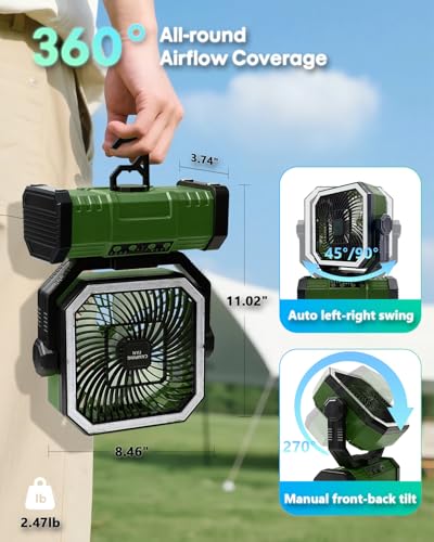 20000mAh Portable Camping Fan with Bluetooth Speaker P1143