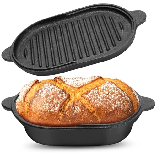 Pre-Seasoned Cast Iron Bread Pan with Lid 2.2QT W407