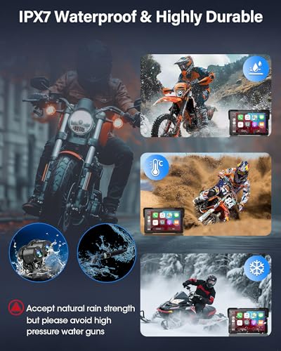 7 inch 4K Motorcycle CarPlay & Android Auto Screen with Dual Cameras A3643