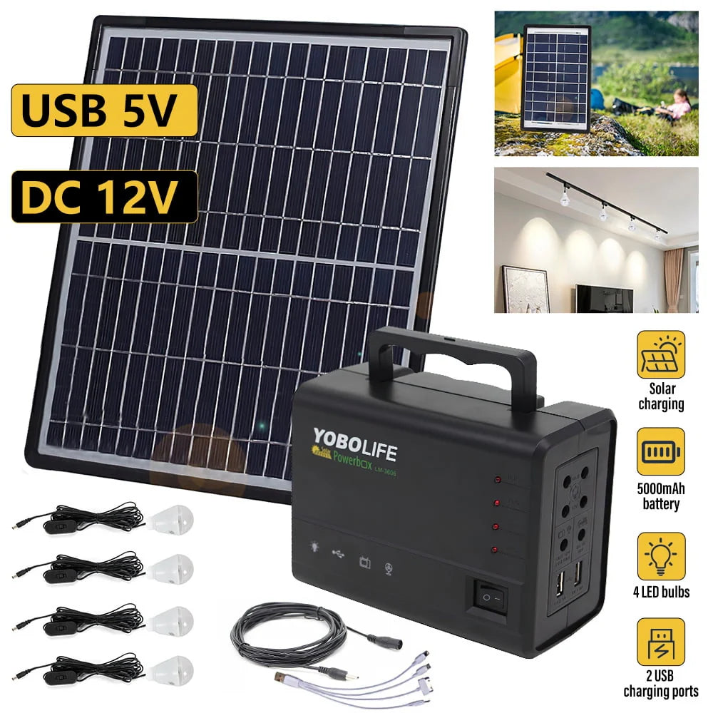 Portable Solar Power Station with 4 LED J997