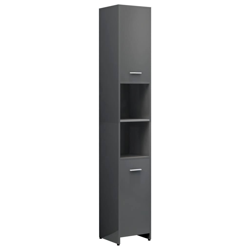 Bathroom Cabinet High Gloss Gray Chipboard R1940