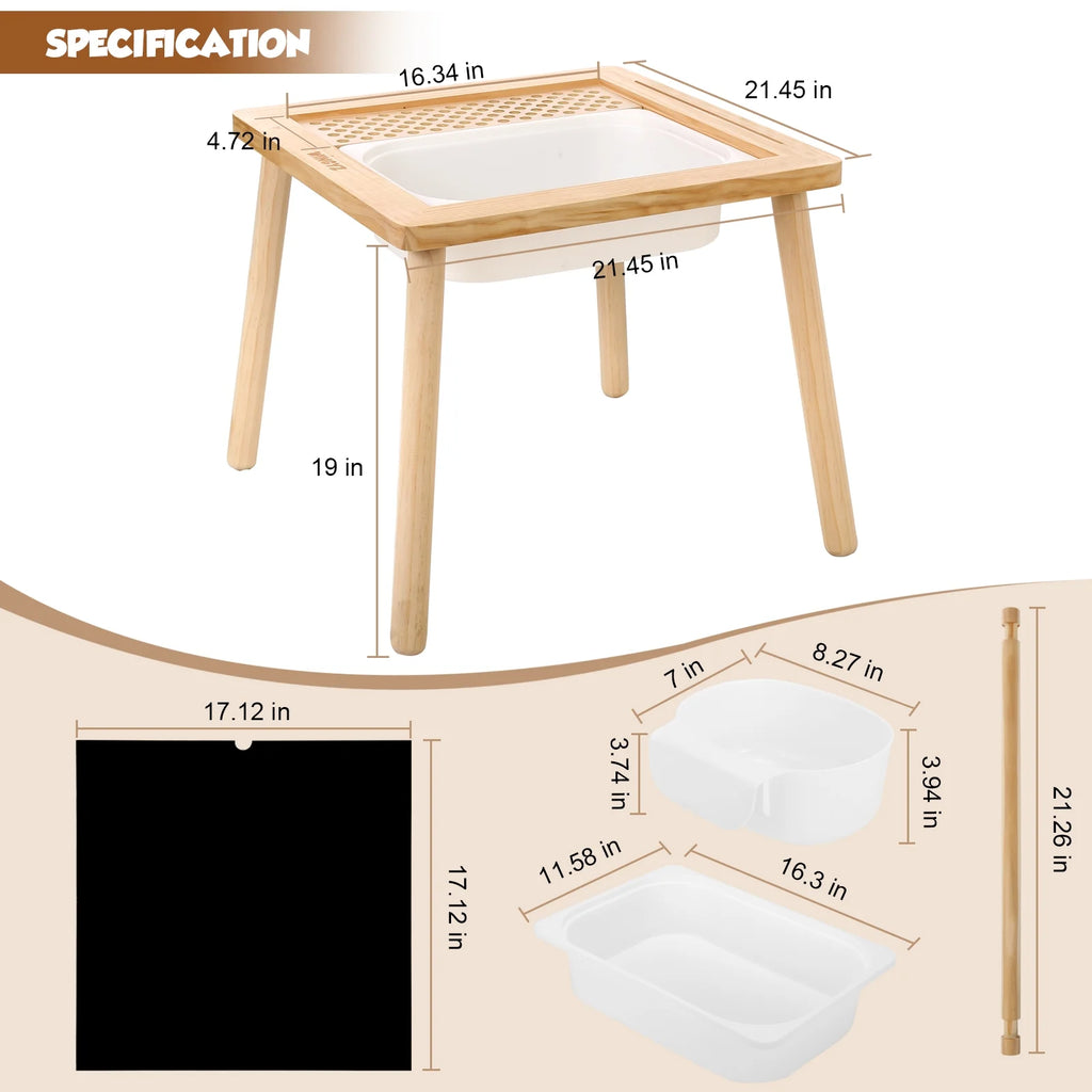 Sensory Table with Lid & 3 Storage Bin T89466