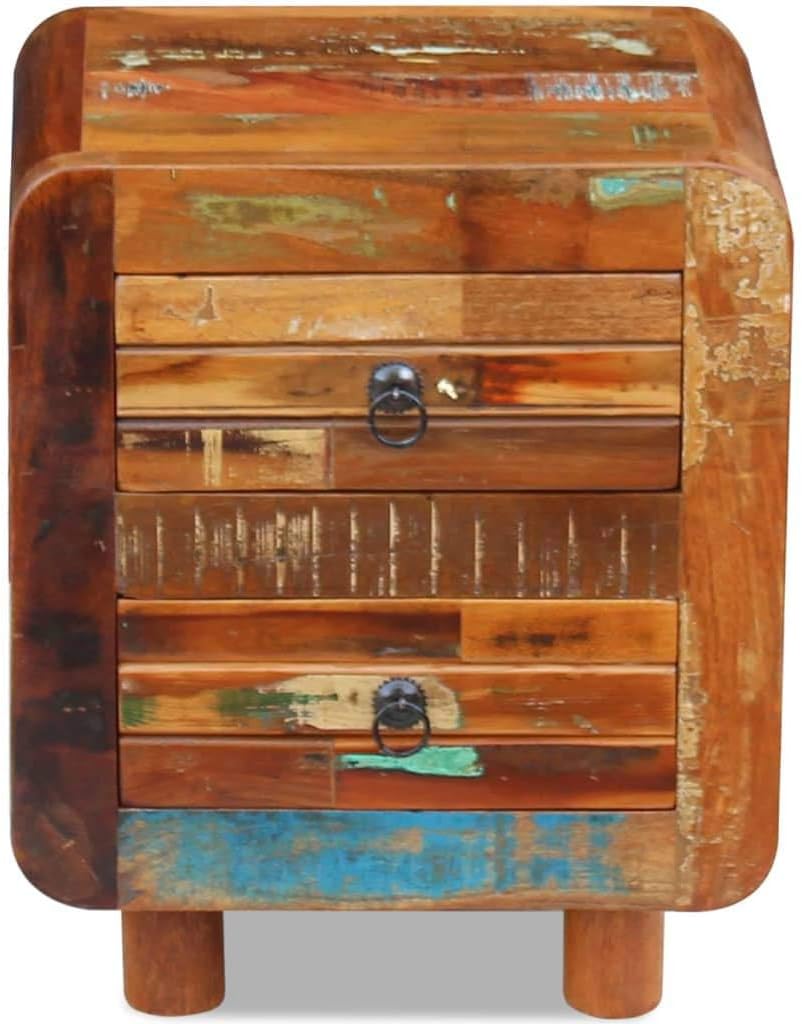 Solid Reclaimed Wood Bedside Cabinet 2 Drawer Nightstand M825102