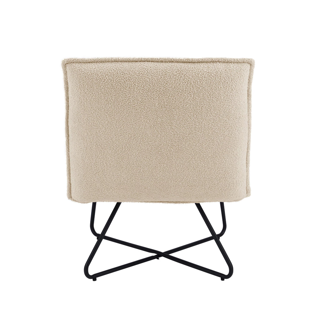 Beige Sherpa Accent Chair with Black Metal Legs K9135