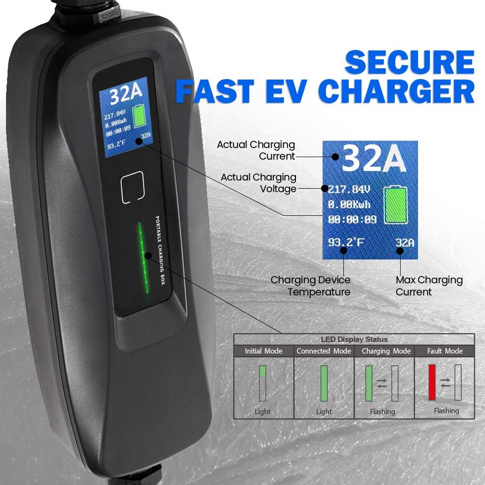 Portable Level 2 Electric Vehicle Charger 26ft N7895