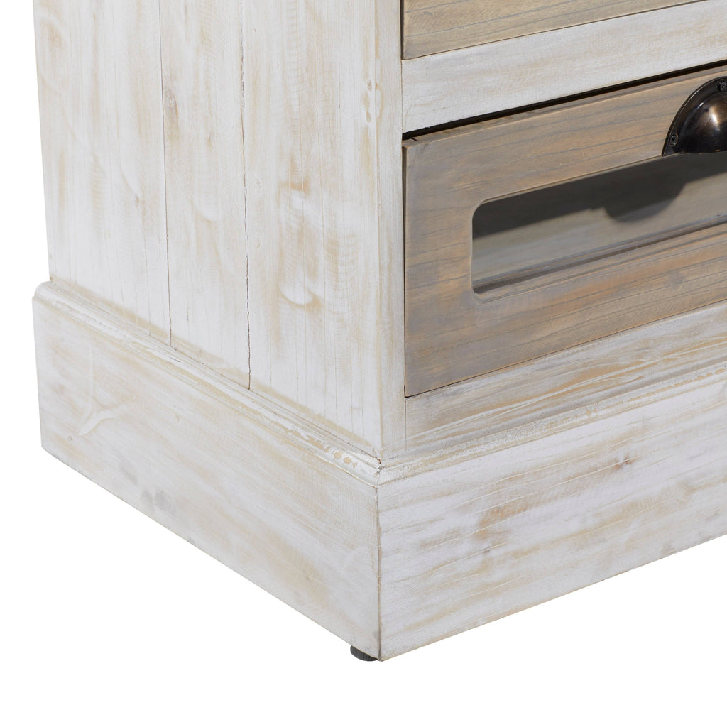 White 6 Drawer Mahogany Wood and Glass Chest Cabinet I9600