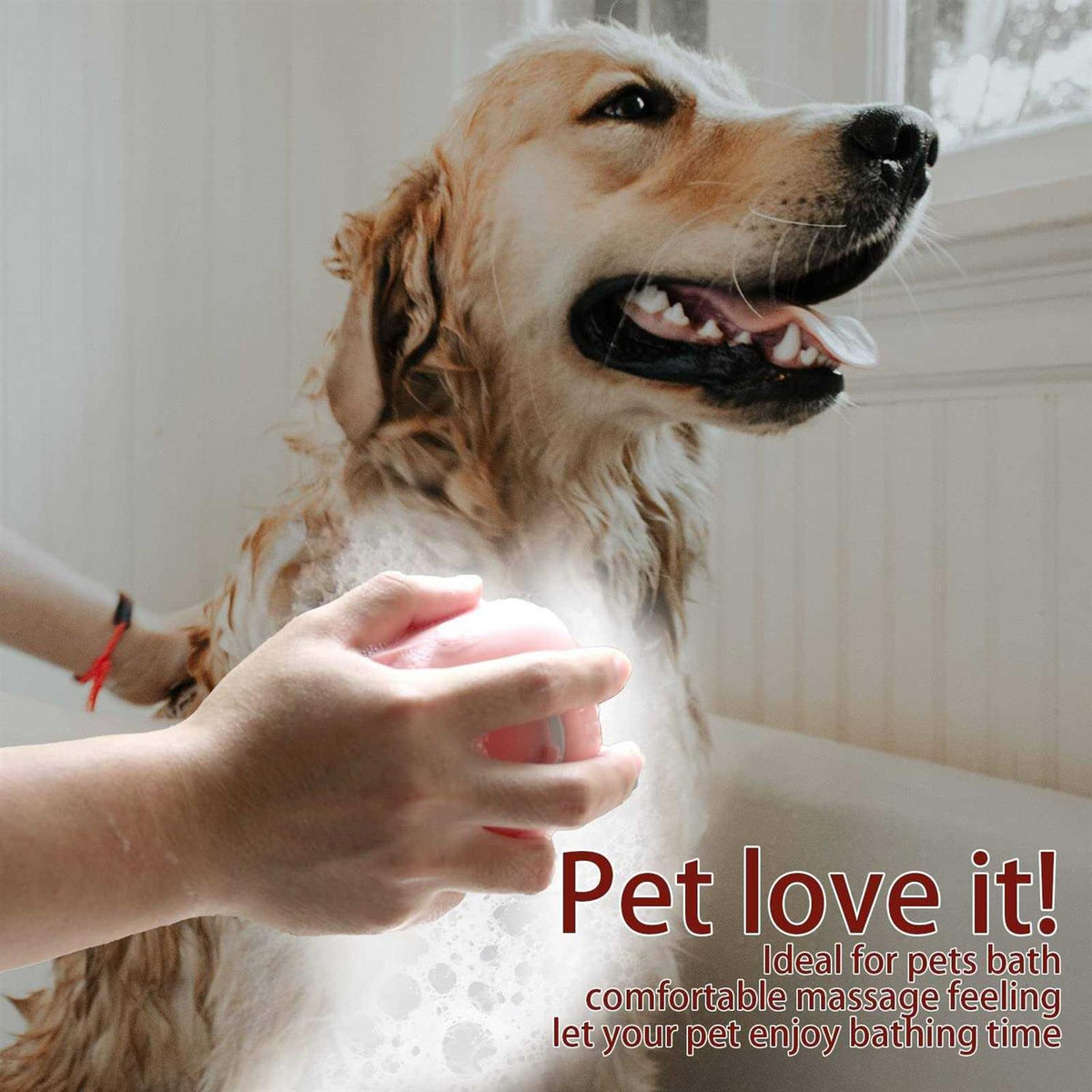 Dog Bath Brush with Shampoo Dispenser T570782
