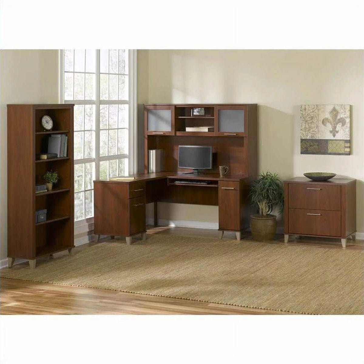 60" L-Shape Computer Desk with Hutch Y445