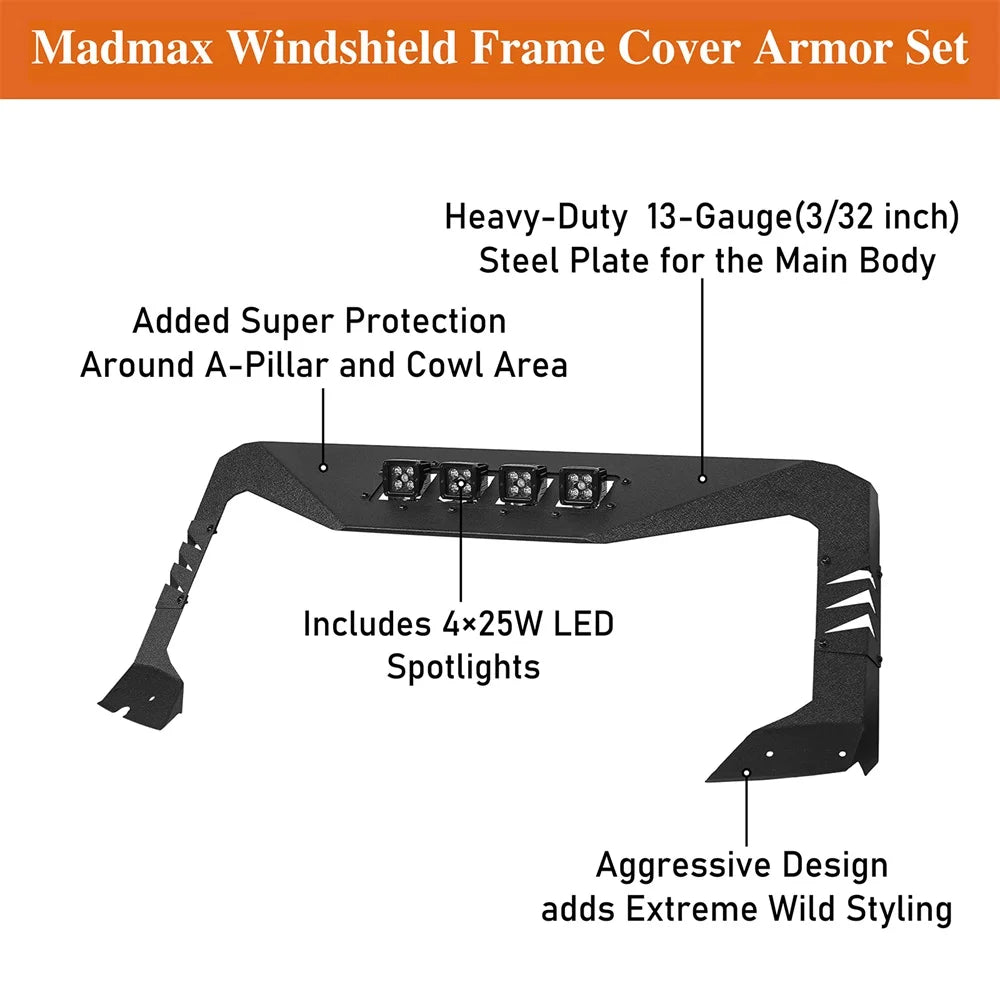 Windshield Visor Frame Cover Roof Sun Cowl Body Armor C6657