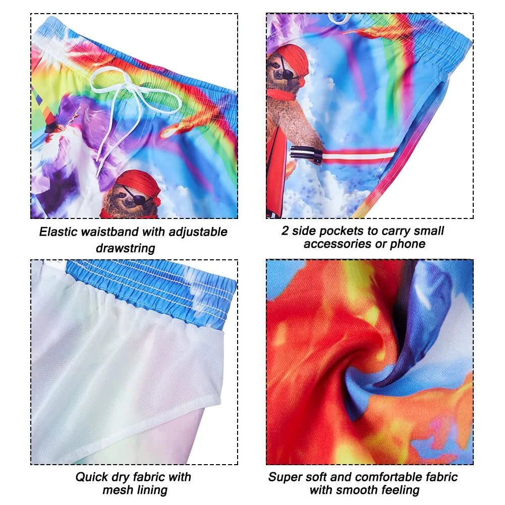 Men's Quick Dry Printed Board Shorts with Mesh Lining M52282