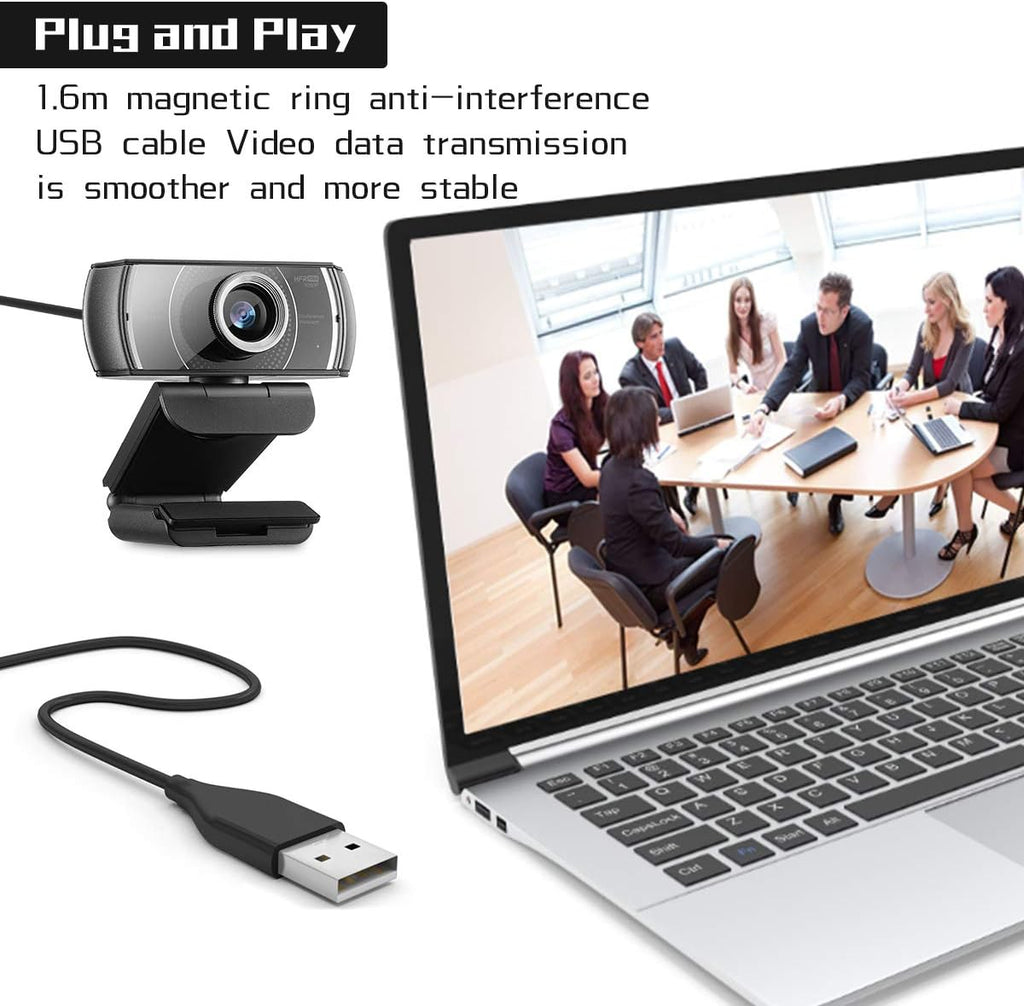 Black 1080P USB Webcam with Microphone A725