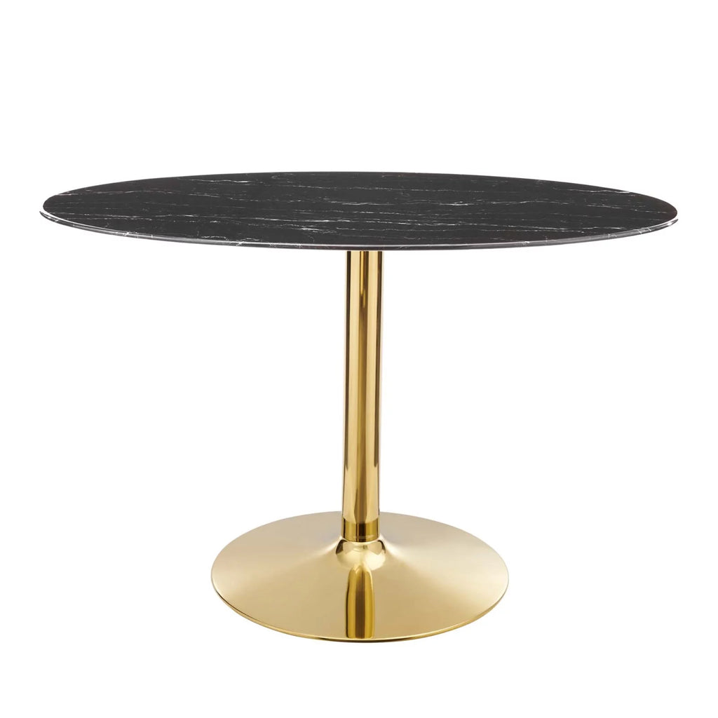 Black Gold Artificial Marble Metal Dining Table R316